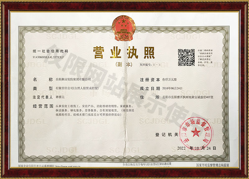 岳陽(yáng)彝園安防集團有限公司營(yíng)業(yè)執照